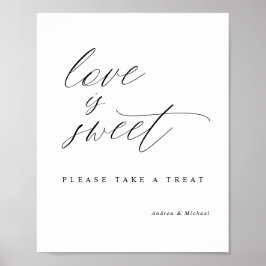 Poster Sinal de Caligrafia Elegante de Casamento Amor é D