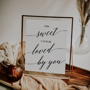 Poster Sinal de Caligrafia Preta Elegante Amado Por Você