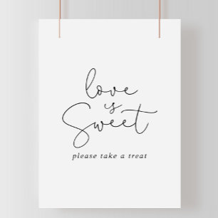 Poster Sinal de Caligrafia Simples Elegante Doce Amor