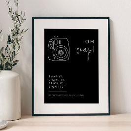 Poster Sinal de câmara de casamento branco e preto editáv