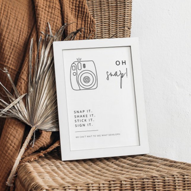 Poster Sinal de câmara de casamento branco e preto editáv (Criador carregado)