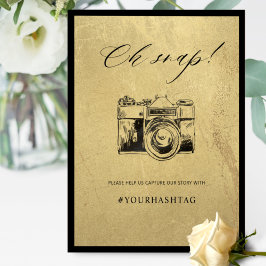 Poster Sinal de câmara preto e Dourado, Oh Snap Hashtag