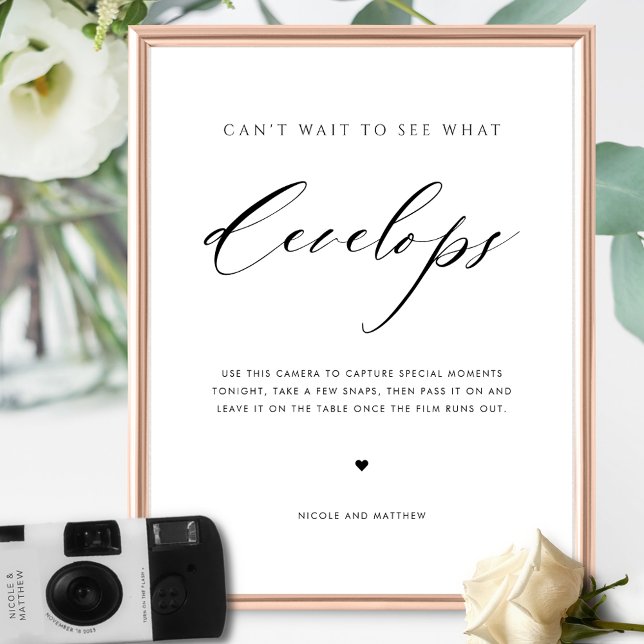 Poster Sinal de Câmera Descartável para Casamento com Let (Criador carregado)