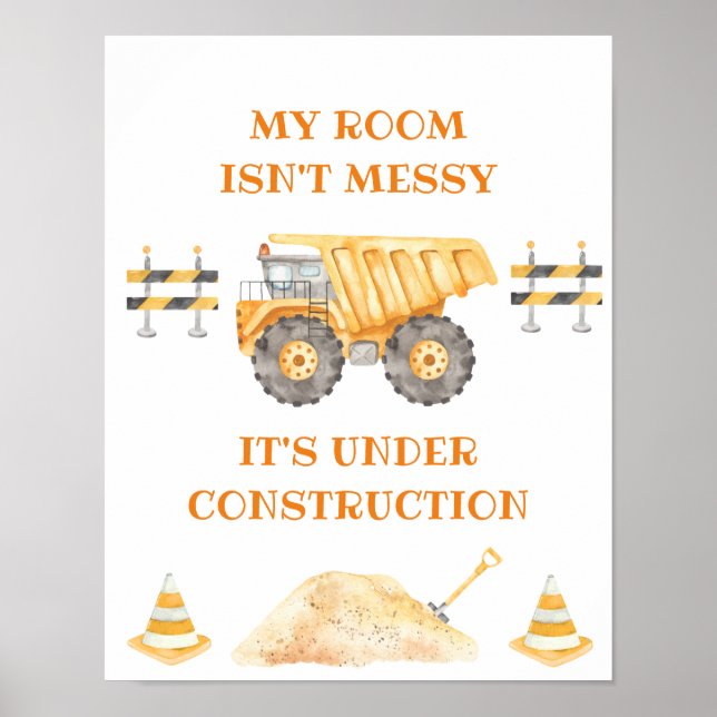 Poster Sinal de Caminhão de Construção Amarelo (Frente)