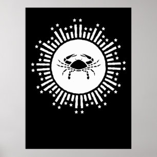 Poster Sinal de Câncer Caranguejo Desenho Còsmico de Estr