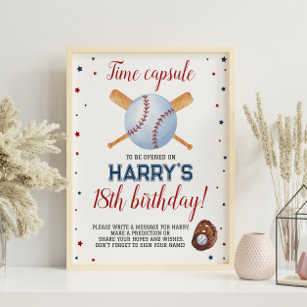 Poster Sinal de Cápsula de Aniversário do Beisebol