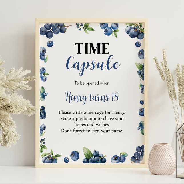 Poster Sinal de Cápsula de Aniversário do Blueberry Berry (Criador carregado)