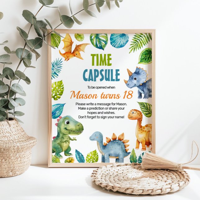 Poster Sinal de Cápsula de Aniversário do Dinossauro (Criador carregado)