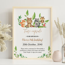 Sinal de Cápsula de Aniversário em Woodland Wild