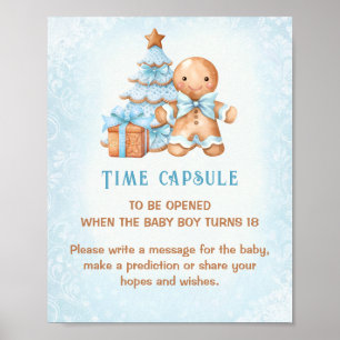 Poster Sinal de Cápsula de Chá de fraldas Azul de Natal