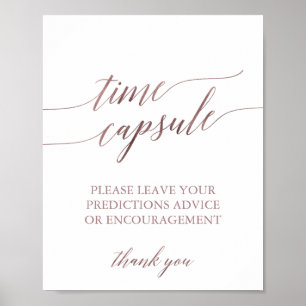 Poster Sinal de Cápsula do Tempo de Caligrafia em Rosa Do