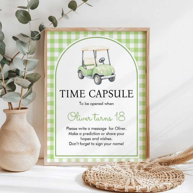 Poster Sinal de Cápsula do Tempo Verde para Festa de Aniv (Criador carregado)