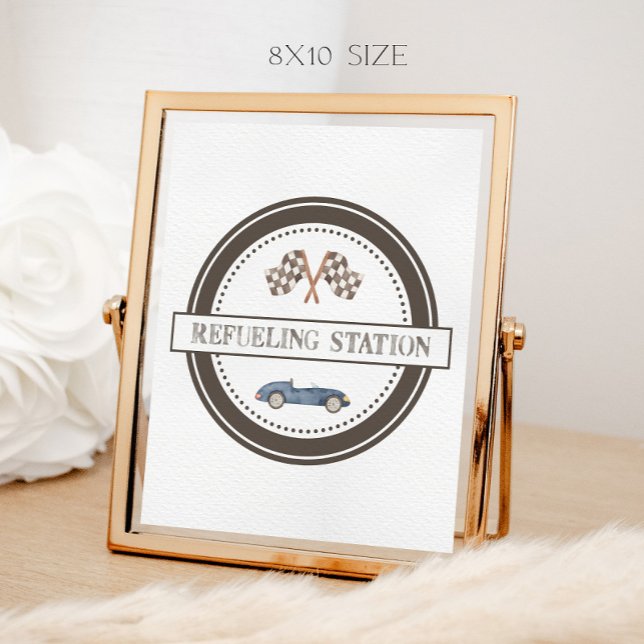 Poster Sinal de Carro de Corrida Azul de Marinho da Estaç (Criador carregado)