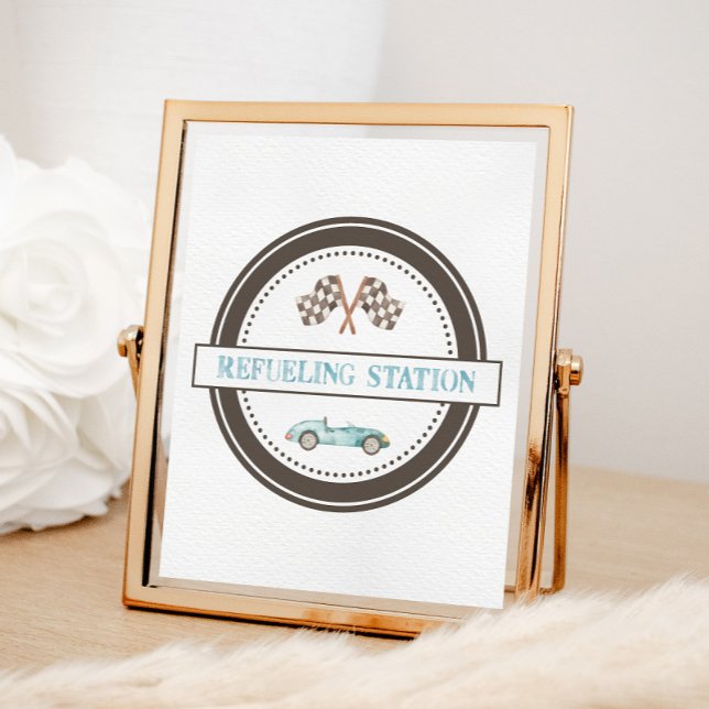 Poster Sinal de Carro Race Azul da Estação de Refúgio (Criador carregado)