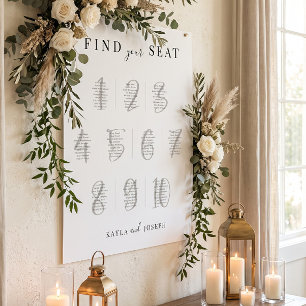 Poster Sinal de Carta de Assentos da Mesa de Casamento Si