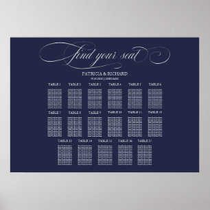 Poster Sinal de Carta de Assentos de Casamento 17 Mesas A