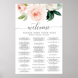 Poster Sinal de Carta de Assentos de Casamento Blushing B