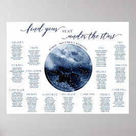 Poster Sinal de Cartão de Assento de Mesa de Aquarela Azu