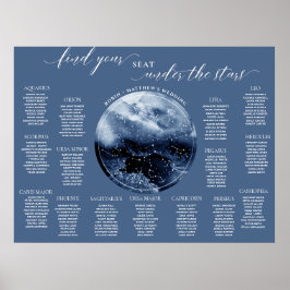 Poster Sinal de Cartão de Assento de Mesa de Aquarela Azu