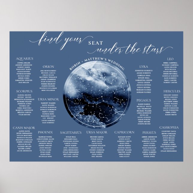 Poster Sinal de Cartão de Assento de Mesa de Aquarela Azu (Frente)