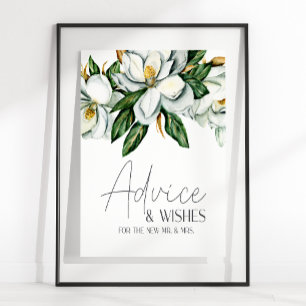 Poster Sinal de Cartão de Casamento Floral de Magnólia Br