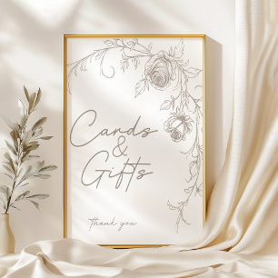 Poster Sinal de Cartão de Casamento Sepia Vintage Elegant