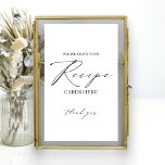 Poster Sinal de Cartão de Receita de Chá de panela Minima<br><div class="desc">Capture a elegância eterno do seu dia especial com nossa simples e chique caligrafia,  suíte de casamento preto e branco.</div>