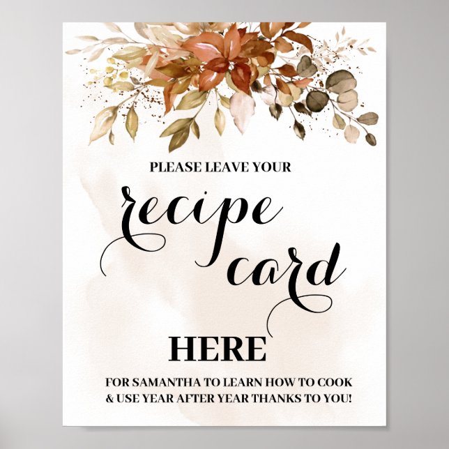 Poster Sinal de Cartão de Receita Eucalyptus de outono (Frente)