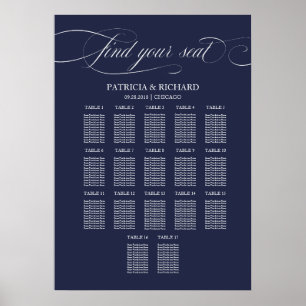 Poster Sinal de Cartaz de Assentos de Casamento com 16 Me