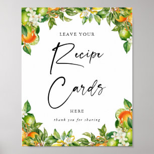 Poster Sinal de Cartões de Receita de Citros de Limão