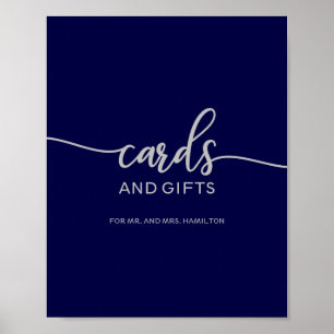 Poster Sinal de Cartões e Presentes Azul Naval Elegante P