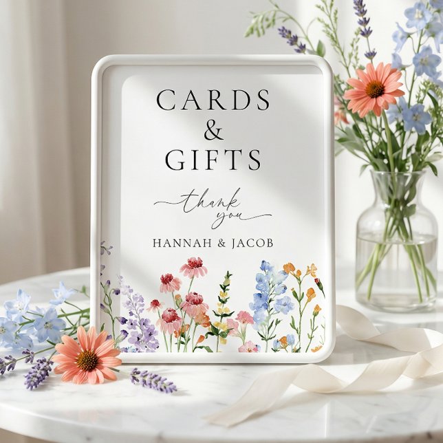 Poster Sinal de Cartões e Presentes de Casamento com Flor (Criador carregado)