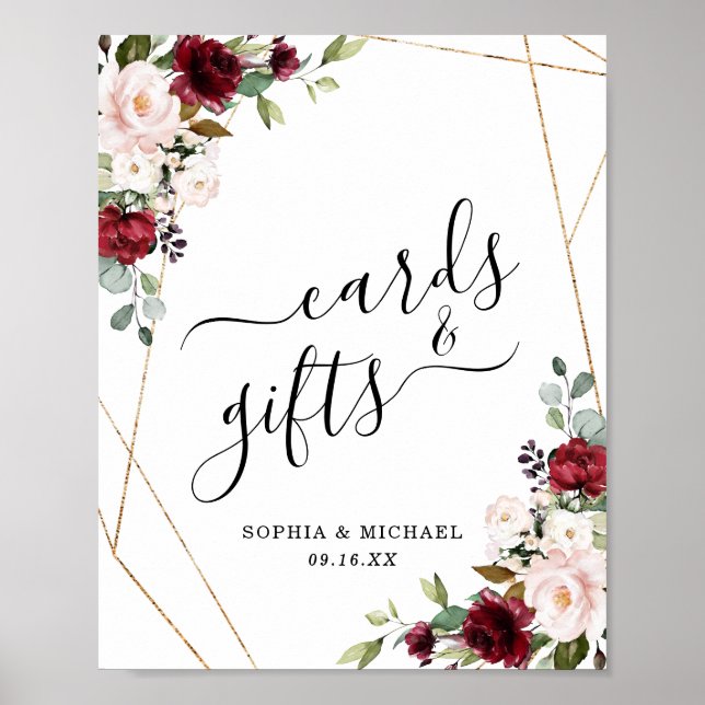 Poster Sinal de Cartões e Presentes de Flores Vermelhas c (Frente)