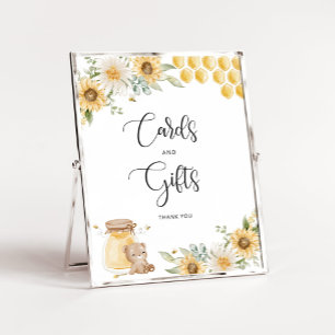 Poster Sinal de cartões e presentes de urso de mel de abe