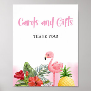 Poster Sinal de Cartões e Presentes Rosa Flamingo Tropica