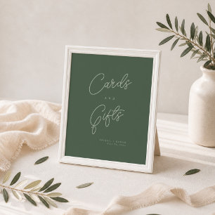 Poster Sinal de Cartões e Presentes Verde Floresta Elegan
