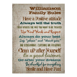 Pôster Sinal de Casa de Regras Familiares Personalizadas