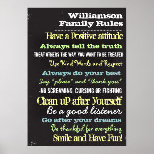 Poster Sinal de Casa de Regras Familiares Personalizadas