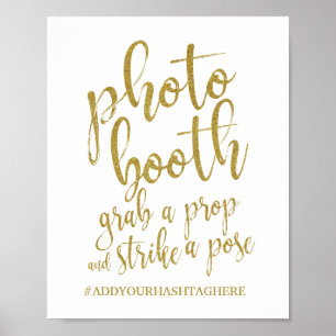 Poster Sinal de Casamento 8x10 Photo Booth Gold Glitter