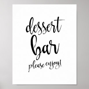 Pôster Sinal de Casamento 8x10 Preto e Branco Dessert Bar