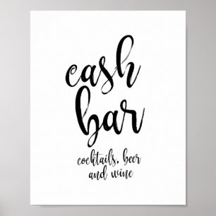 Pôster Sinal de casamento 8x10 preto e branco para bar co