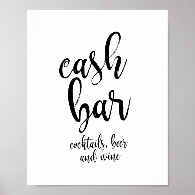 Pôster Sinal de casamento 8x10 preto e branco para bar co (Frente)