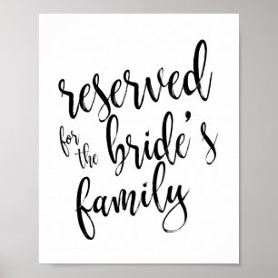 Pôster Sinal de Casamento 8x10 Reservado para a Família d