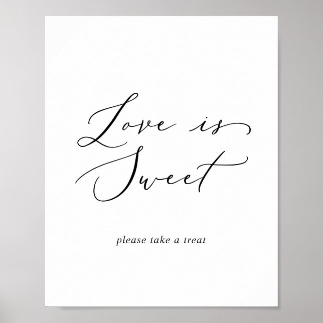 Poster Sinal de Casamento Amor Doce Caligrafia Delicada (Frente)