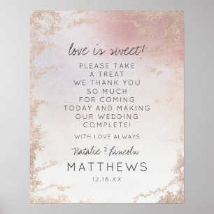 Poster Sinal de Casamento Amor é Doce com Tom de Rosa Omb