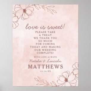 Poster Sinal de Casamento Amor é Doce Rosa Choque e Doura
