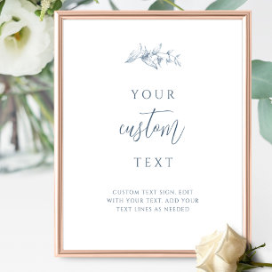 Poster Sinal de Casamento Azul Elegante com Texto Persona