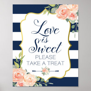 Poster Sinal de Casamento Azul Marinho e Dourado Sinal