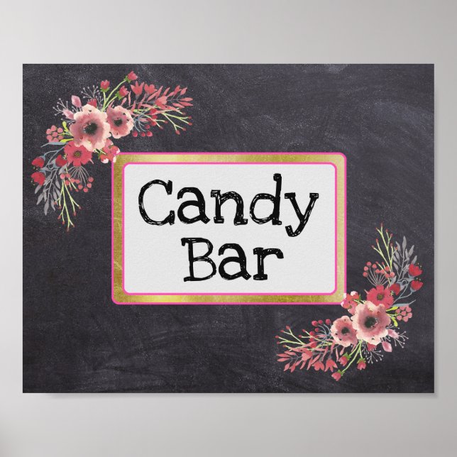 Poster Sinal de Casamento Barra de Doces Quadro Negro Olh (Frente)