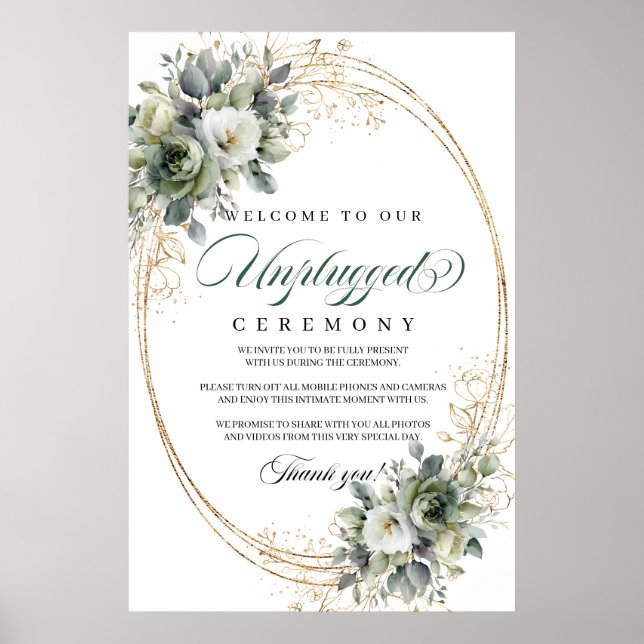 Poster Sinal de Casamento Bohemian Eucalyptus Unplugged D (Frente)